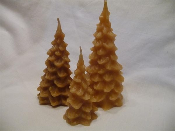 Set of 3 Christmas Pine Trees Beeswax Candles